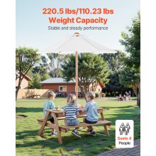 Picnic Table Wooden Tables and Bench Set with Umbrella Garden Indoor Outdoor