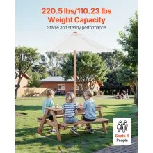 Picnic Table Wooden Tables and Bench Set with Umbrella Garden Indoor Outdoor