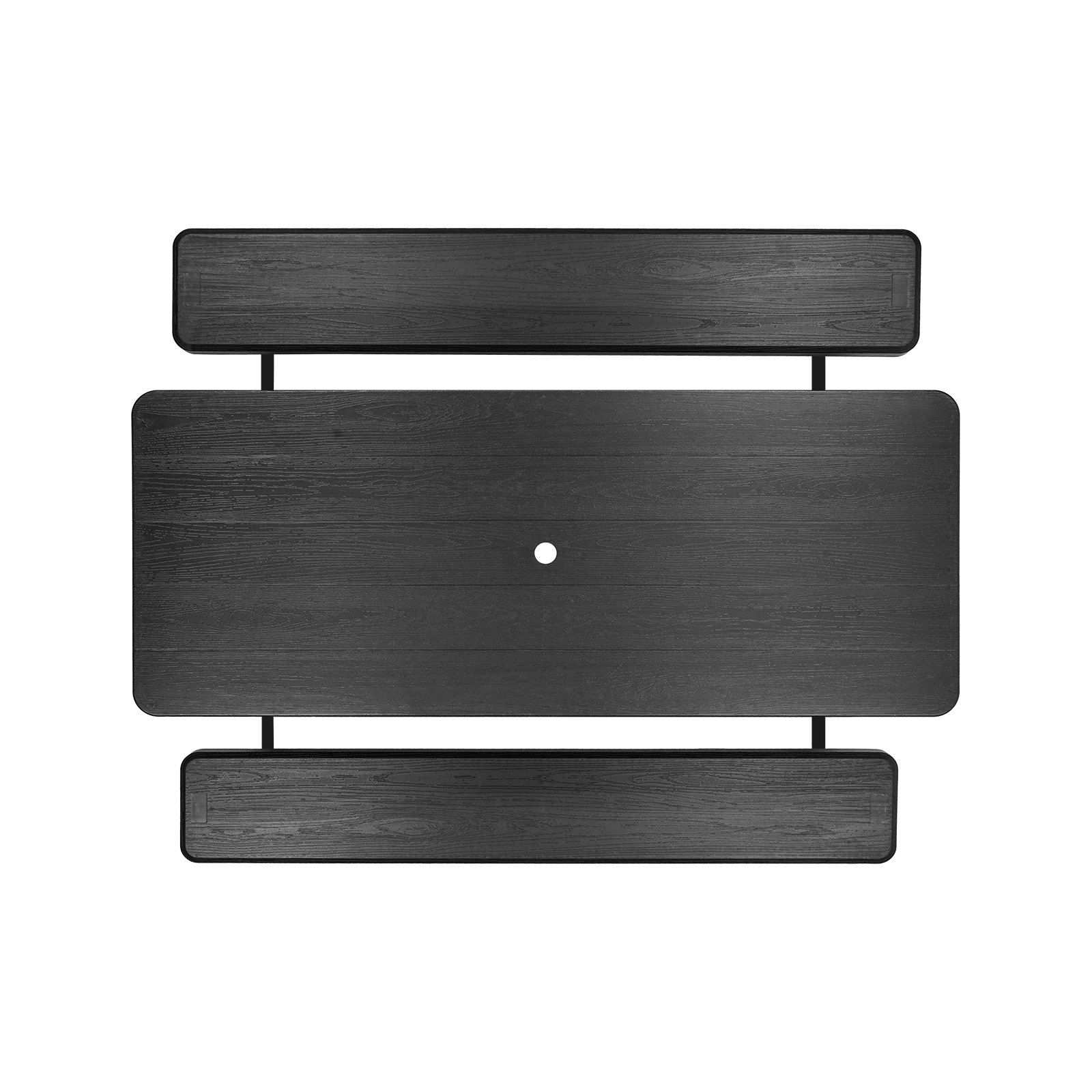 VEVOR Foldable Picnic Table, 6 FT Folding Picnic Tables with Benches, Steel Outdoor Bench Set with Umbrella Hole, Large Outside Dining Table for Patio Garden Yard Poolside (Black)