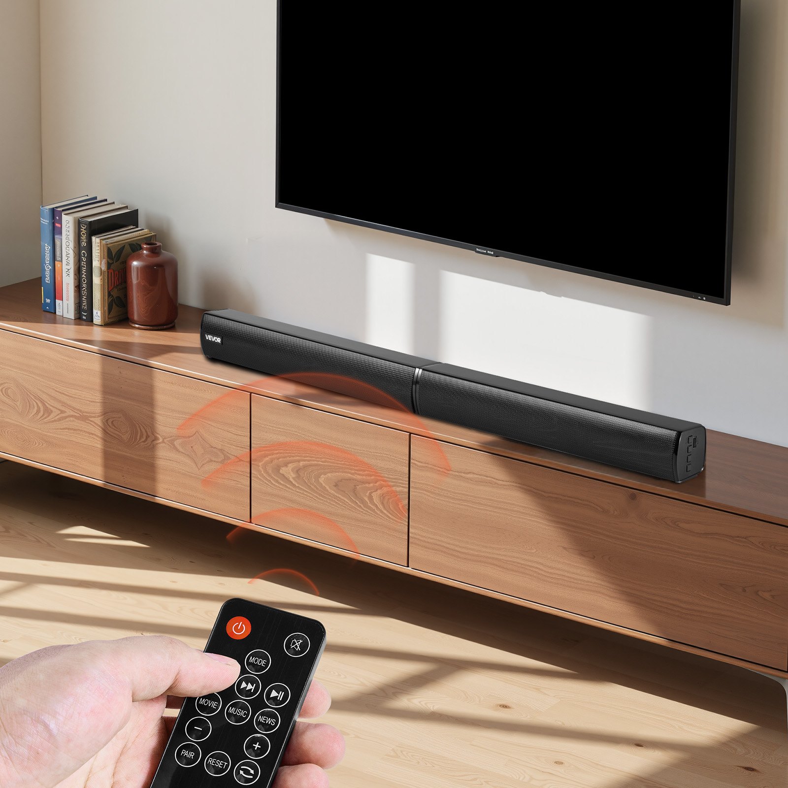 VEVOR Sound Bar for Smart TV, 2.0 Channel, 800 mm 2 in 1 Detachable Soundbar TV Speakers, with Bluetooth HDMI AUX USB Connection, Remote Control, 80W Surround Sound System, for Home Theater Audio