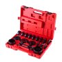 Kit de prensa de rodamientos VEVOR (10+24 piezas), 2 en 1, prensa de rótula y extractor de rodamientos de rueda, juego de instalación de pistas y sellos con 13 bujes, marco en C y manguitos, juego de instalación y extracción de alta resistencia con estuche.