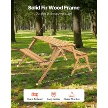 2-in-1 Transforming Interchangeable Picnic Table Wooden Table Bench Set Outdoor