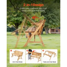 2-in-1 Transforming Interchangeable Picnic Table Wooden Table Bench Set Outdoor