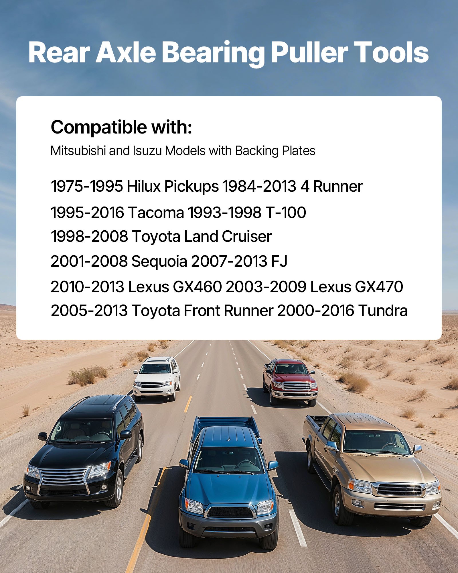 VEVOR Rear Axle Bearing Puller Tool, Compatible with 1998-2008 Toyota Land Cruiser, 1995-2016 Tacoma 1993-1998 T-100, Rear Axle Shaft Bearing Puller for Mitsubishi and Isuzu Models with Backing Plates