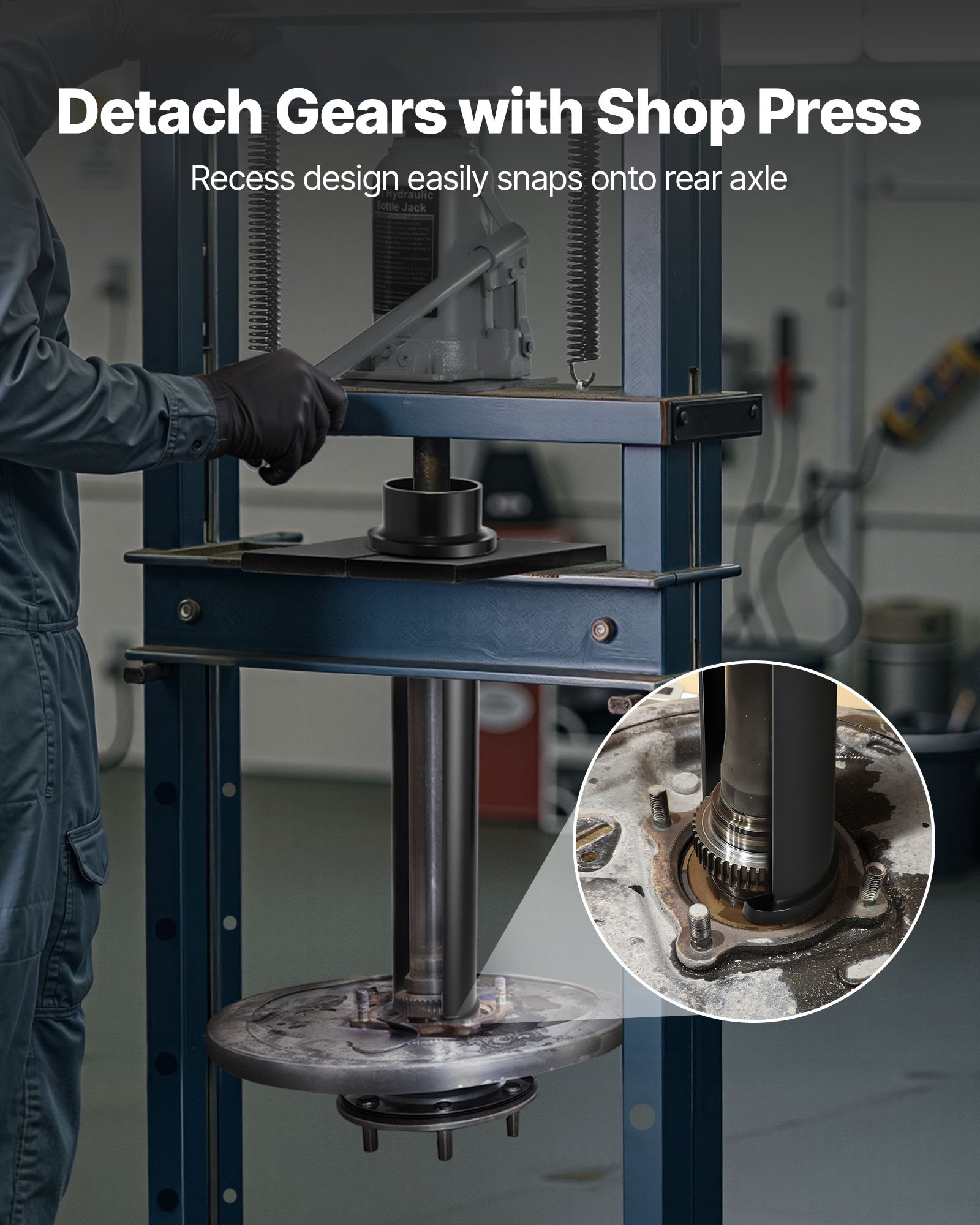 VEVOR Rear Axle Bearing Puller Tool, Compatible with 1998-2008 Toyota Land Cruiser, 1995-2016 Tacoma 1993-1998 T-100, Rear Axle Shaft Bearing Puller for Mitsubishi and Isuzu Models with Backing Plates