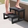 VEVOR Escaleras para jacuzzi, escaleras de 2 escalones para exteriores, resistente escalera de polipropileno de 23,6 pulgadas de ancho para piscinas elevadas/inflables con capacidad de peso de 320 lb, multiusos para porche, patio, terraza y autocaravanas, color negro
