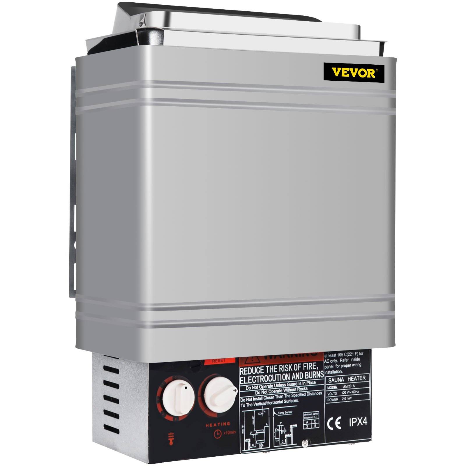 VEVOR Sauna Heater 2KW Dry Steam Bath Stove 110V-120V with Internal Controller for Max.105.9 Cubic Feet Home Hotel Spa Shower