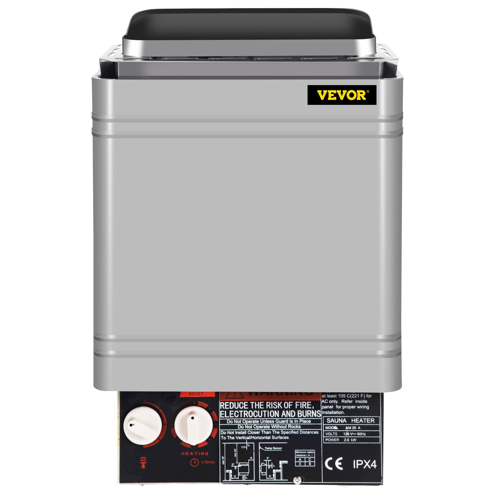 VEVOR Sauna Heater 2KW Dry Steam Bath Stove 110V-120V with Internal Controller for Max.105.9 Cubic Feet Home Hotel Spa Shower