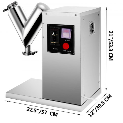 VEVOR VH-2, 0.79 Gallon Mixer, Adjustable Mixing Speed V Type Powder Blending Machine, for Tea Herbs Rice Beans, 25.2 x 22.1 x 15.4 inches, Silver