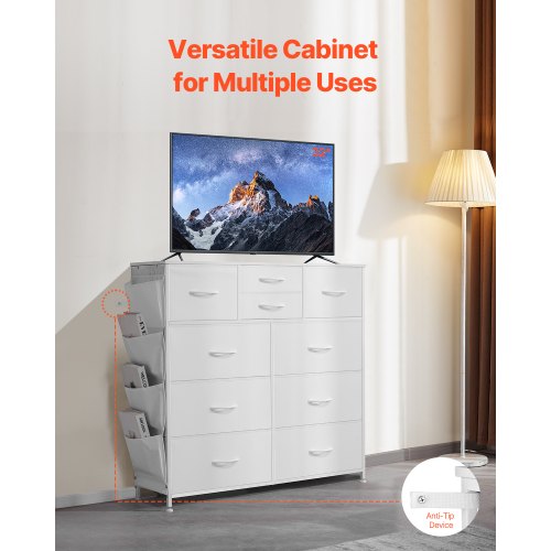 VEVOR 10 Drawer Fabric Dresser  Steel Frame & Fabric Bins