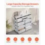 VEVOR 10 Drawer Dresser, Fabric Drawer Dresser with Fabric Bins, Closet Storage Drawers with Easy Pull Handle and Sturdy Steel Frame, Fabric Storage Tower for Bedroom, Hallway, Closet, Nursery, White