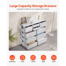 10 Drawer Dresser Fabric Storage Drawers Fabric Bins & Steel Frame White