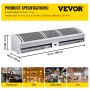 VEVOR Air Curtain 47-Inch Commercial Air Curtain 2 Speeds Door Air Curtain 2014 CFM/1832 CFM with 2 Limited Switches Low Noise Indoor Air Curtain