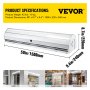 VEVOR Air Curtain 59", 2 Speeds Commercial Indoor Air Curtain, CE Certified, 1113 CFM Air Volume with 2 Easy-Install Micro Switch(Limit Switch), 110V Unheated Tested to UL Standards