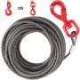VEVOR Galvanized Steel Winch Cable, 3/8" x 75' - Wire Rope with Hook, 8800 Lbs Breaking Strength - Towing Cable Heavy Duty, 6x19 Strand Core - for Rollback, Crane, Wrecker, Tow Truck