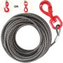 VEVOR Galvanized Steel Winch Cable, 3/8\" x 75\' - Wire Rope with Hook, 8800 Lbs Breaking Strength - Towing Cable Heavy Duty, 6x19 Strand Core - for Rollback, Crane, Wrecker, Tow Truck