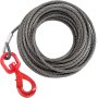 VEVOR Galvanized Steel Winch Cable, 3/8" x 100' - Wire Rope with Hook, 8800 Lbs Breaking Strength - Towing Cable Heavy Duty, 6x19 Strand Core - for Rollback, Crane, Wrecker, Tow Truck