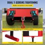 VEVOR forklift lifting hook with dual t-screws tightening and red hook attachment.