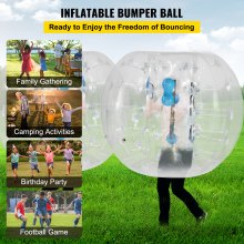 VEVOR 2 pelotas inflables de parachoques de 4 pies/1,2 m de diámetro, pelota de fútbol de burbujas, inflarla en 5 minutos, pelota inflable Zorb para adultos o niños (4 pies, transparente)