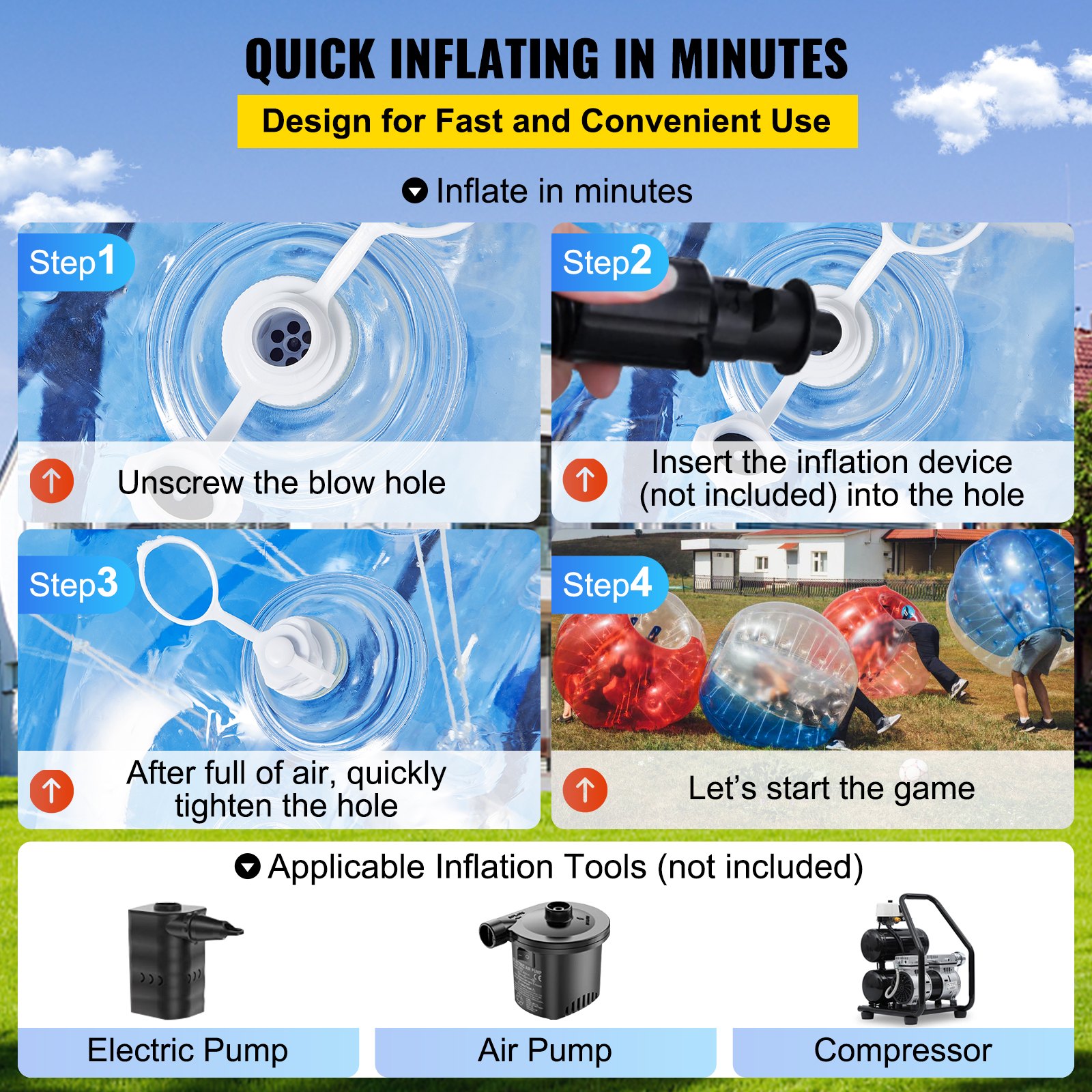 Dual Kids And Adults Inflatable Body Zorb 2 X 1.5m/4.92ft Pvc Bumper Football Bubble