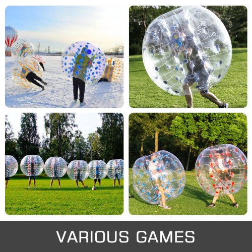 VEVOR 2PCS Inflatable Bumper Ball 5 FT / 1.5M Diameter, Bubble Soccer Ball, Blow It Up in 5 Min, Inflatable Zorb Ball for Adults or Children (5 FT, Red & Blue Dot)