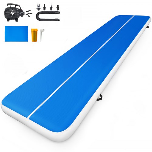 VEVOR Air Track 33ft Air Track Tumbling Mat 6ft, Gymnastic Mat 8inch Thick, Tumble Track Blue Tumble Track Air Mat Air Track Tumbling Mats, para gimnasia, artes marciales, porristas con bomba