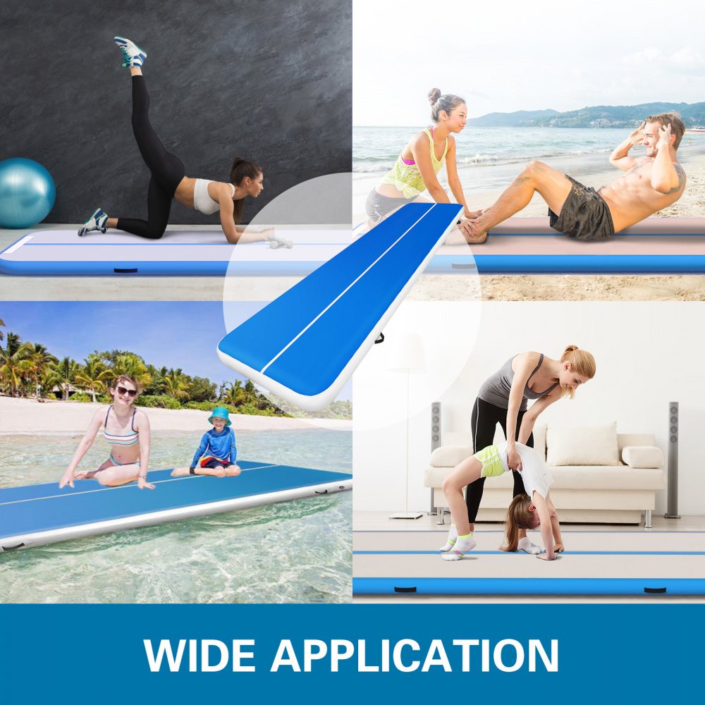 VEVOR Air Track 33ft Air Track Tumbling Mat 6ft, Gymnastics Mat 8inch Thick, Tumble Track Blue Tumble Track Air Mat Air Track Tumbling Mats, For Gymnastics, Martial Arts, Cheerleading With Pump