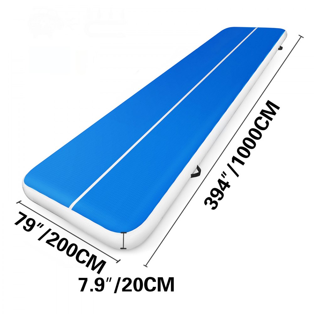VEVOR Air Track 33ft Air Track Tumbling Mat 6ft, Gymnastics Mat 8inch Thick, Tumble Track Blue Tumble Track Air Mat Air Track Tumbling Mats, For Gymnastics, Martial Arts, Cheerleading With Pump
