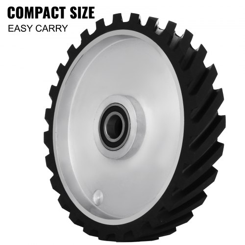 VEVOR Belt Grinder Rubber Wheel 12 x2 inch,Serrated Rubber Contact Wheel 6206, Bearing Belt Grinder Wheel