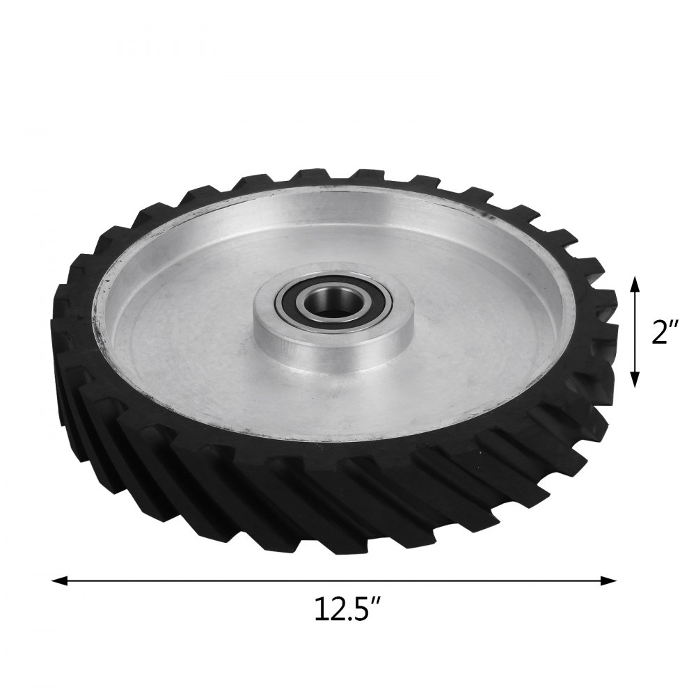 VEVOR Belt Grinder Rubber Wheel 12 x2 inch,Serrated Rubber Contact Wheel 6206, Bearing Belt Grinder Wheel