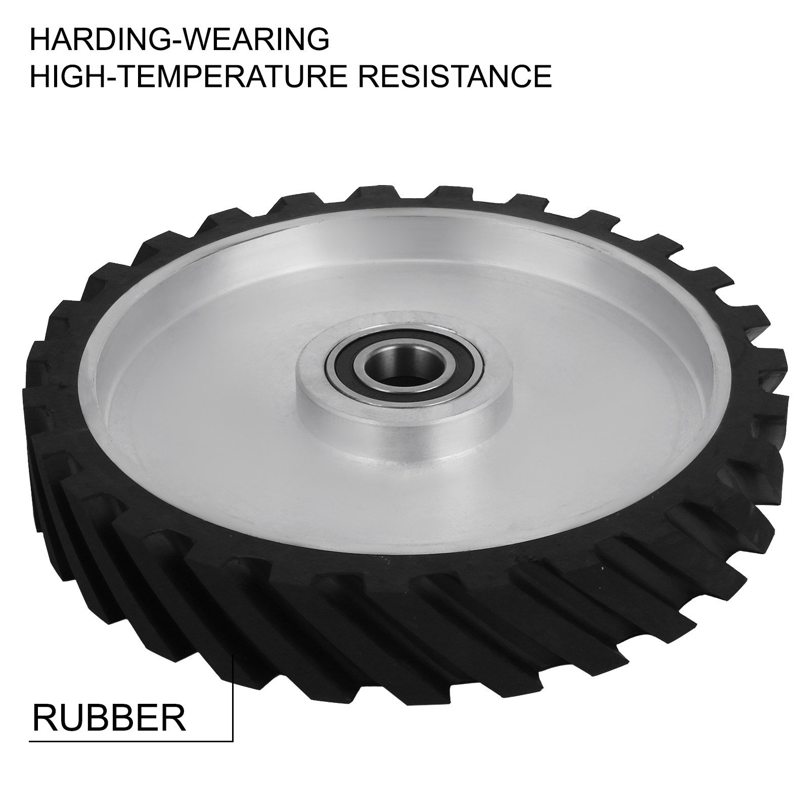 VEVOR Belt Grinder Rubber Wheel 12 x2 inch,Serrated Rubber Contact Wheel 6206, Bearing Belt Grinder Wheel