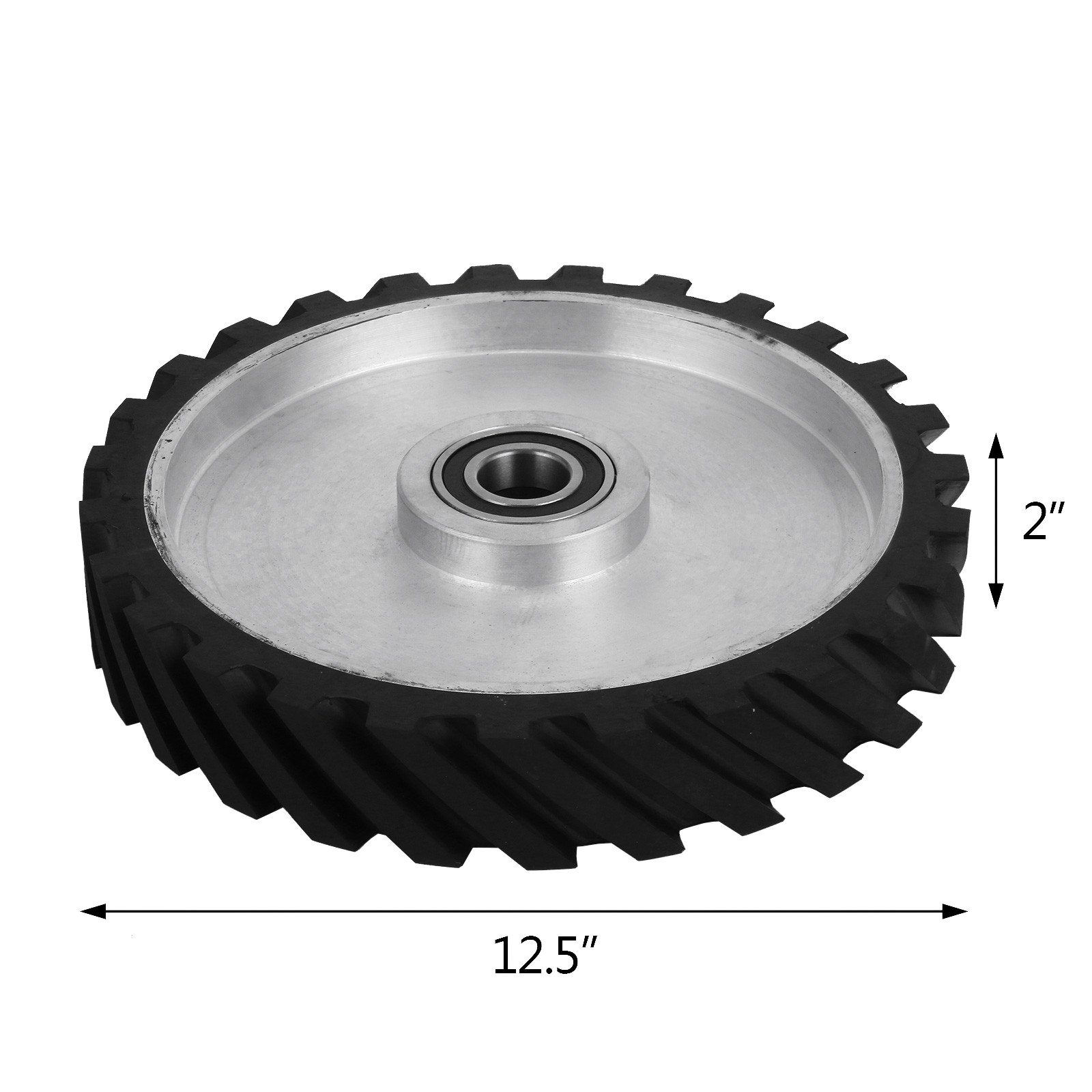 VEVOR Belt Grinder Rubber Wheel 12 x2 inch,Serrated Rubber Contact Wheel 6206, Bearing Belt Grinder Wheel