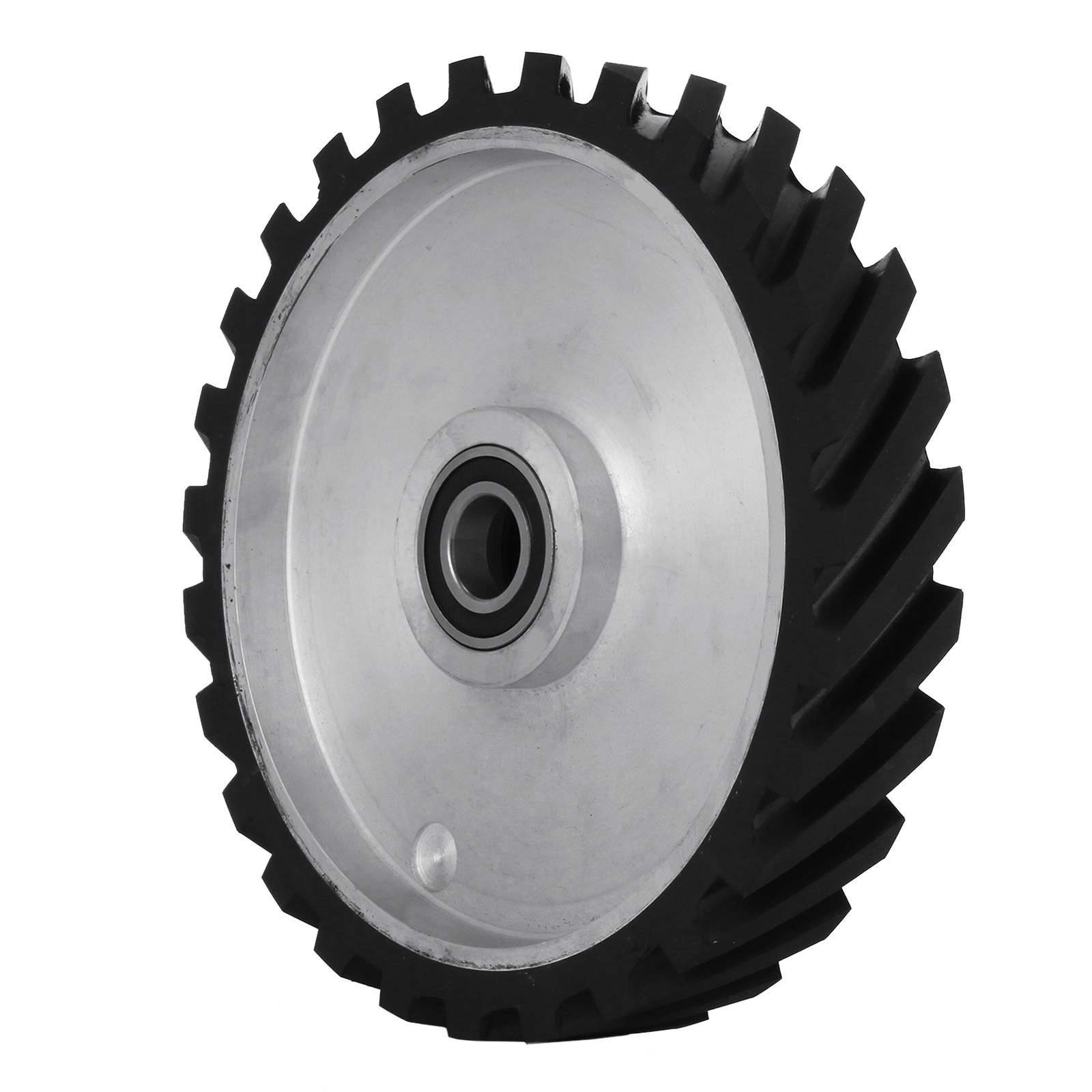 VEVOR Belt Grinder Rubber Wheel 12 x2 inch,Serrated Rubber Contact Wheel 6206, Bearing Belt Grinder Wheel