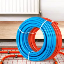 Barrera de oxígeno para tubos VEVOR PEX – 2 rollos de bobina de tubo de 1/2 pulgadas x 300 pies – Tubo EVOH PEX-B para calefacción de suelo radiante comercial residencial Pex (barrera de O2 de 1/2", 2 x 300 pies/rojo+azul)