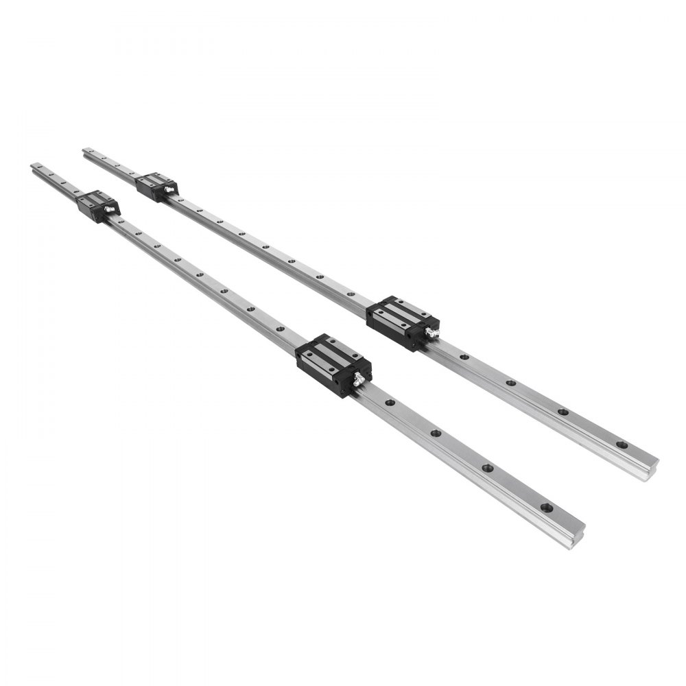VEVOR Linear Rail 2X HGH 20-1200mm Linear Slide Rail + 4X Pillow Block Carriage Bearing Block Linear Guideway Rail for Automated Machines and Equipments