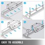VEVOR CNC Set 20-1200mm 2x Linear Guideway Rail 4x Square Type Carriage Bearing Block