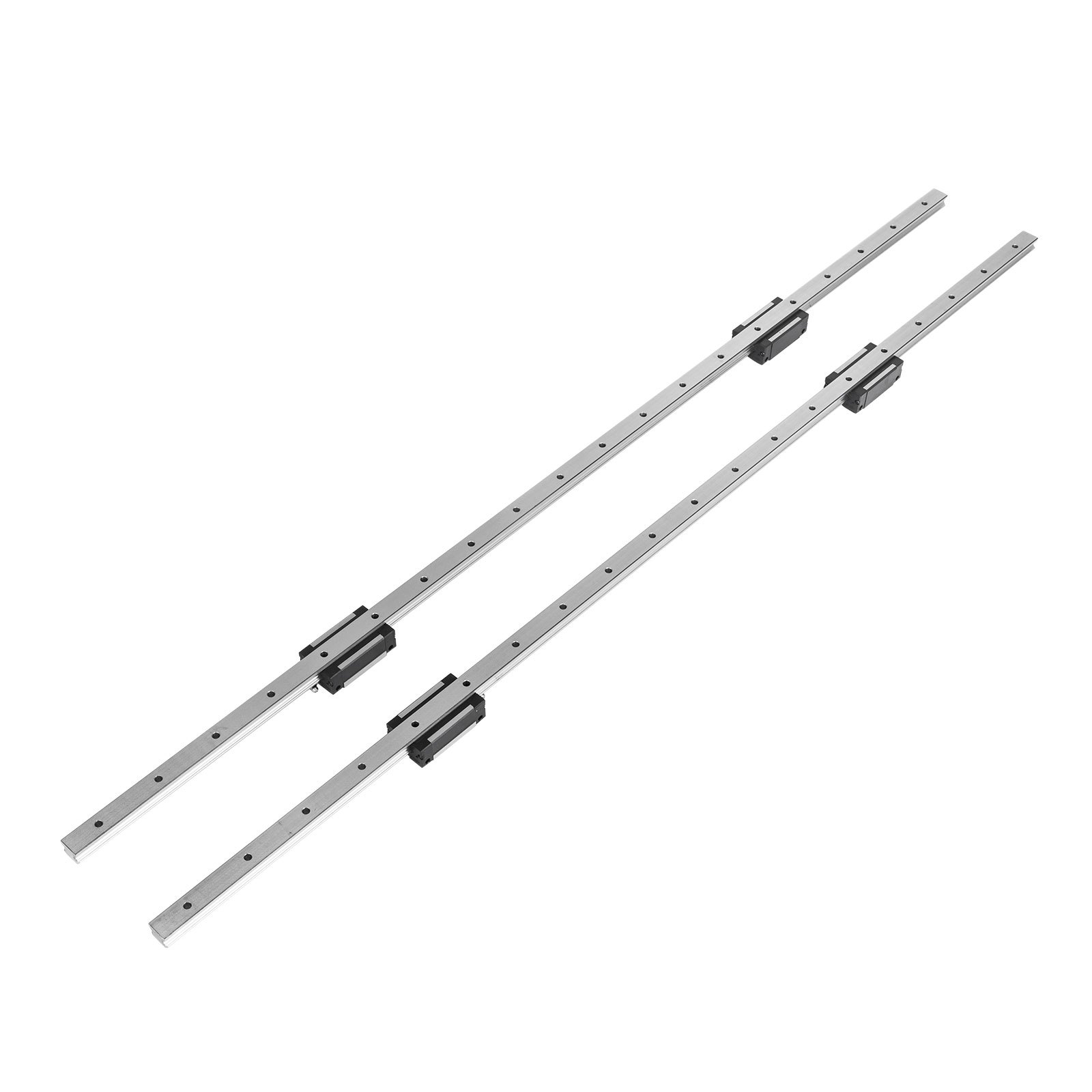 VEVOR Linear Rail 2X HGH 20-1200mm Linear Slide Rail + 4X Pillow Block Carriage Bearing Block Linear Guideway Rail for Automated Machines and Equipments