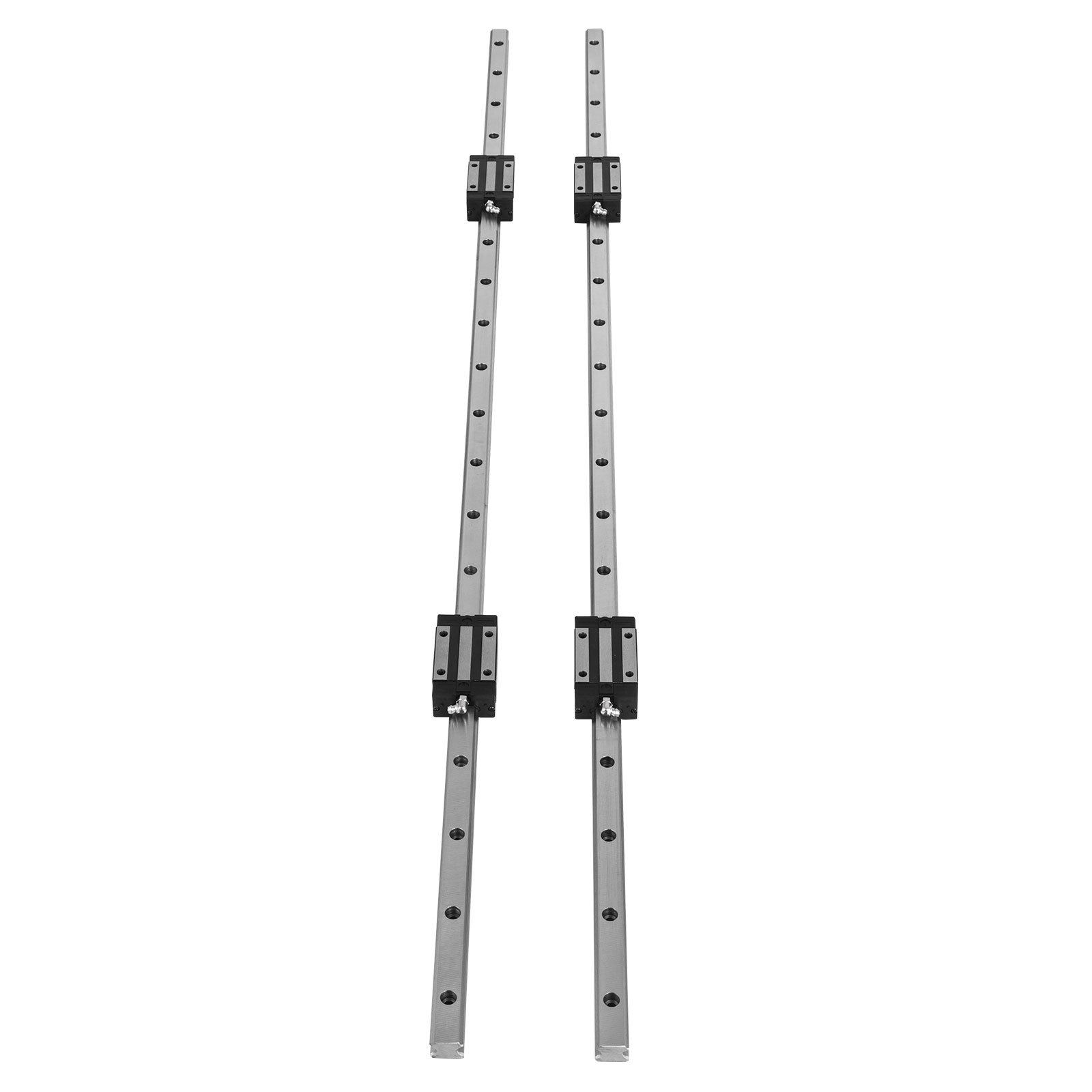 VEVOR Linear Rail 2X HGH 20-1200mm Linear Slide Rail + 4X Pillow Block Carriage Bearing Block Linear Guideway Rail for Automated Machines and Equipments