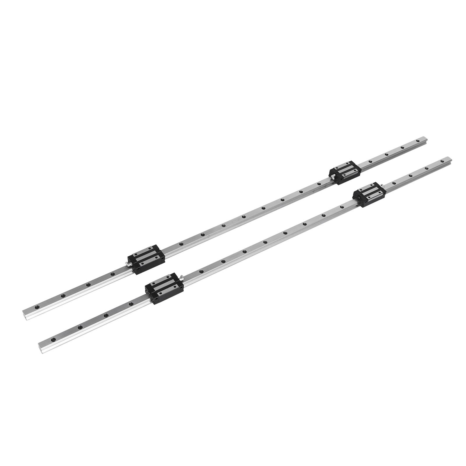 VEVOR Linear Rail 2X HGH 20-1200mm Linear Slide Rail + 4X Pillow Block Carriage Bearing Block Linear Guideway Rail for Automated Machines and Equipments