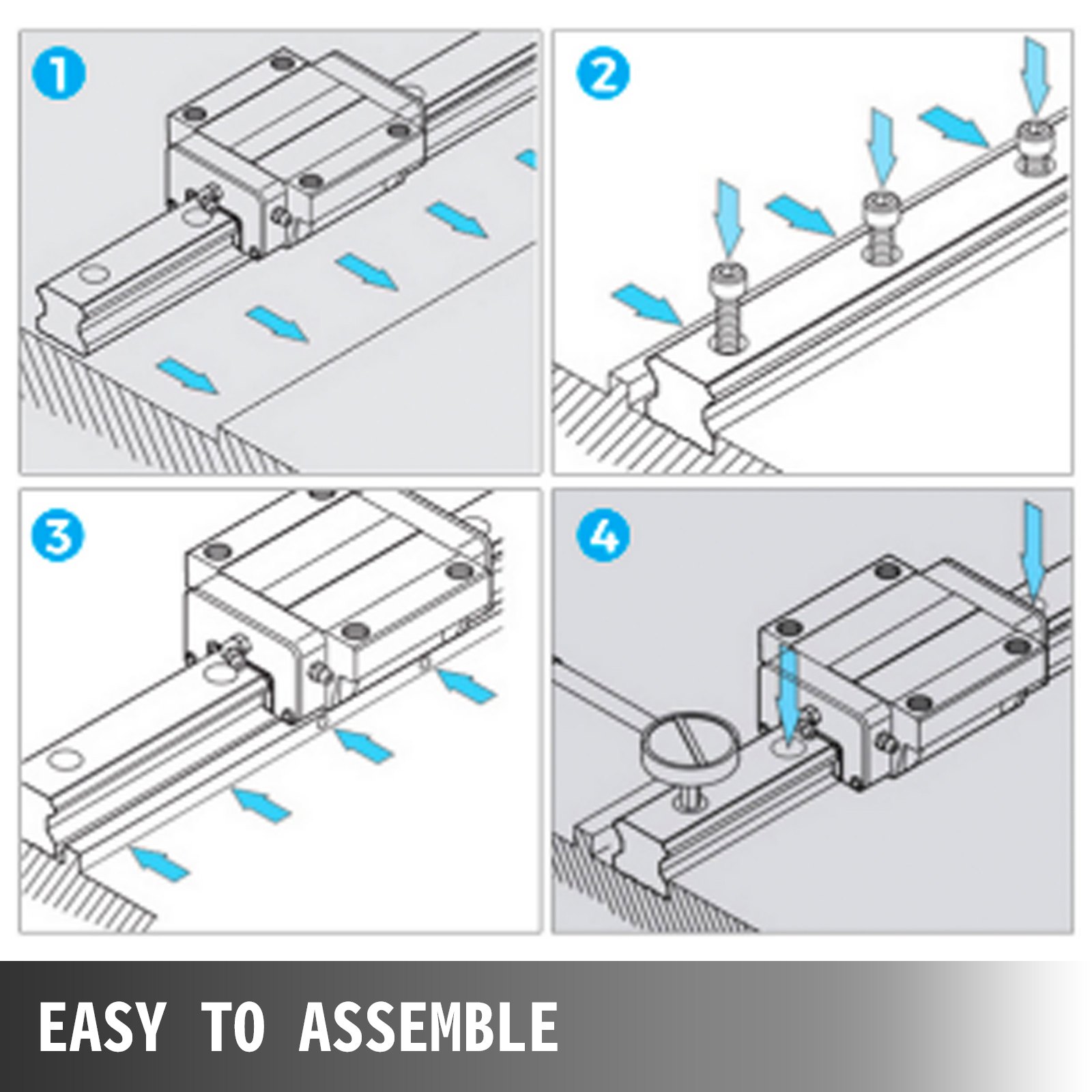 VEVOR Linear Rail 2X HGH 20-1200mm Linear Slide Rail + 4X Pillow Block Carriage Bearing Block Linear Guideway Rail for Automated Machines and Equipments