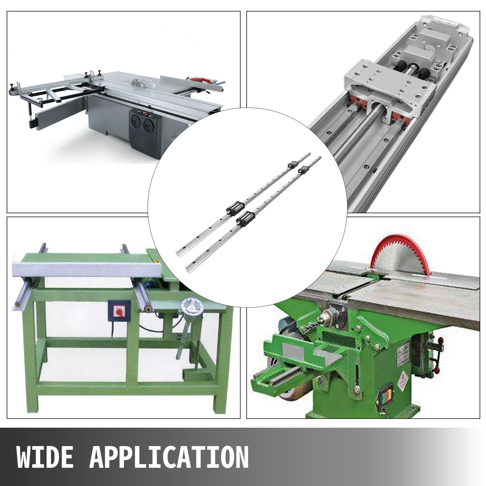 VEVOR Linear Rail 2X HGH 20-1200mm Linear Slide Rail + 4X Pillow Block Carriage Bearing Block Linear Guideway Rail for Automated Machines and Equipments