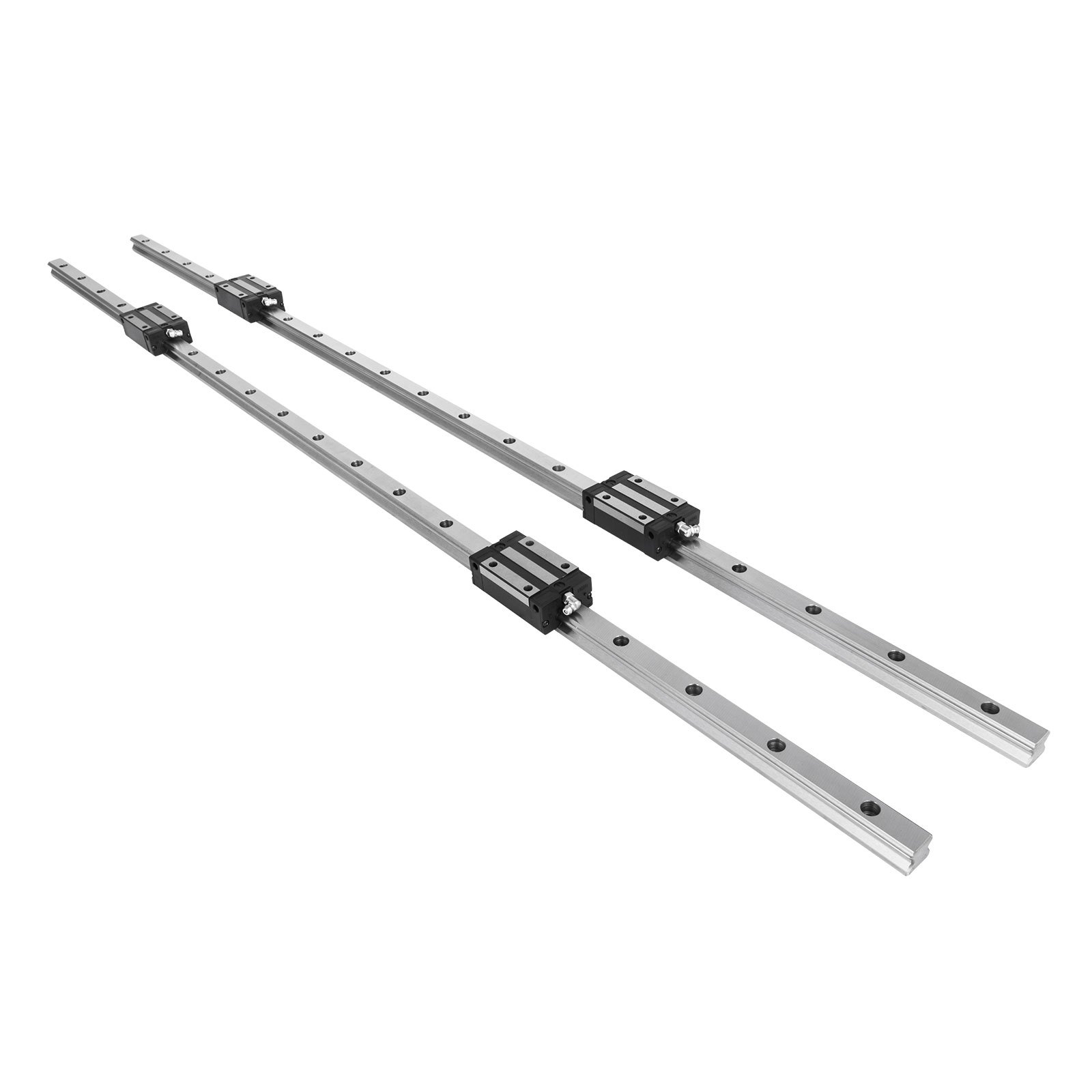 VEVOR Linear Rail 2X HGH 20-1200mm Linear Slide Rail + 4X Pillow Block Carriage Bearing Block Linear Guideway Rail for Automated Machines and Equipments