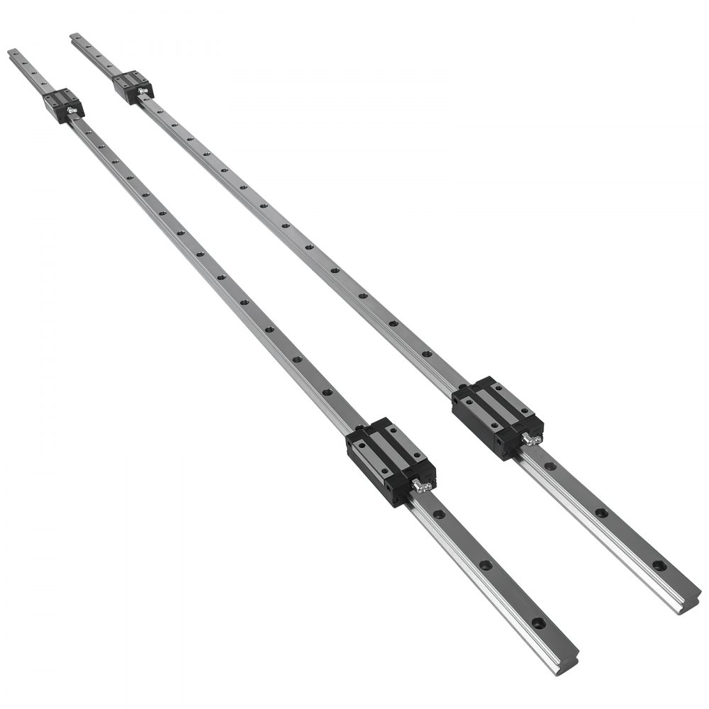 VEVOR Linear Rail 2X 20-1500mm Linear Slide Rail + 4X Pillow Block Carriage Bearing Block Linear Guideway Rail for Automated Machines and Equipments