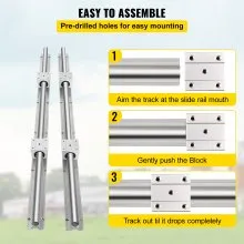 VEVOR  Linear Rail Guide 2X SBR16-1000mm Linear Slide Rail + 4 SBR16UU Block for Automated Machines and Equipments