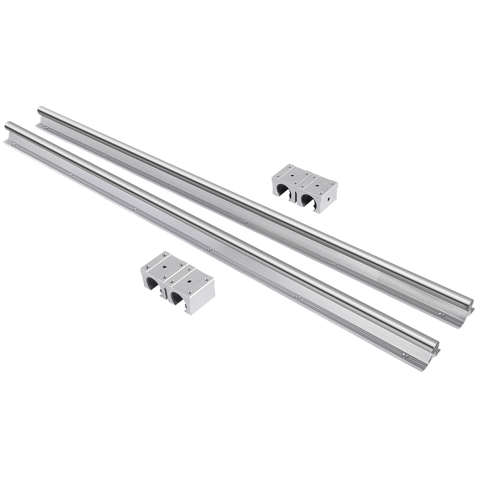VEVOR Linear Rail Guide 2X SBR16-600 mm Linear Slide Rail + 4 SBR16UU Block for Automated Machines and Equipments