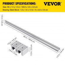 VEVOR lineær skinne SBR20-1500mm 2 lineær glideføring med 4 SBR20UU lagerblokker