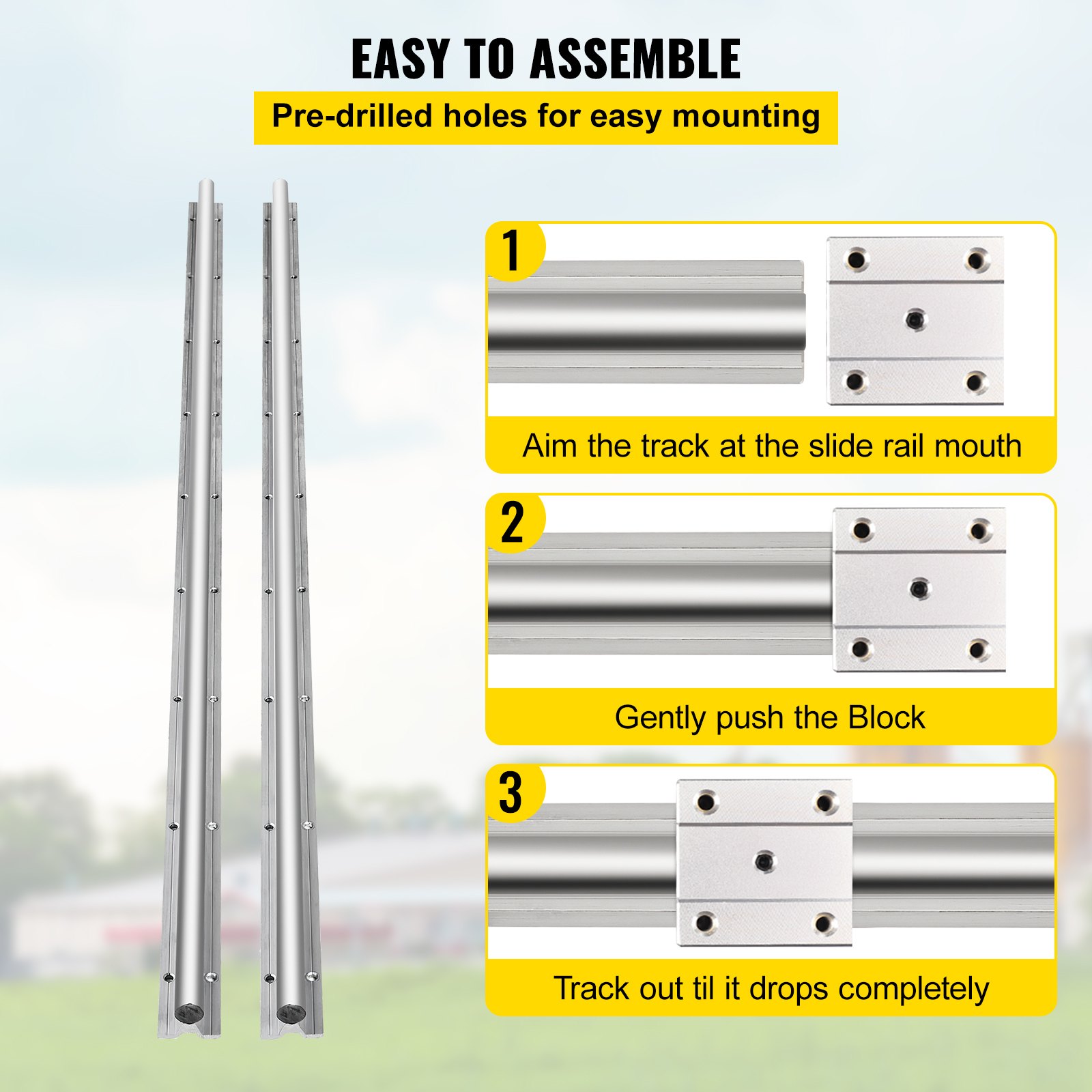 VEVOR linear rail sbr20 assembly guide with pre-drilled holes and easy mounting.