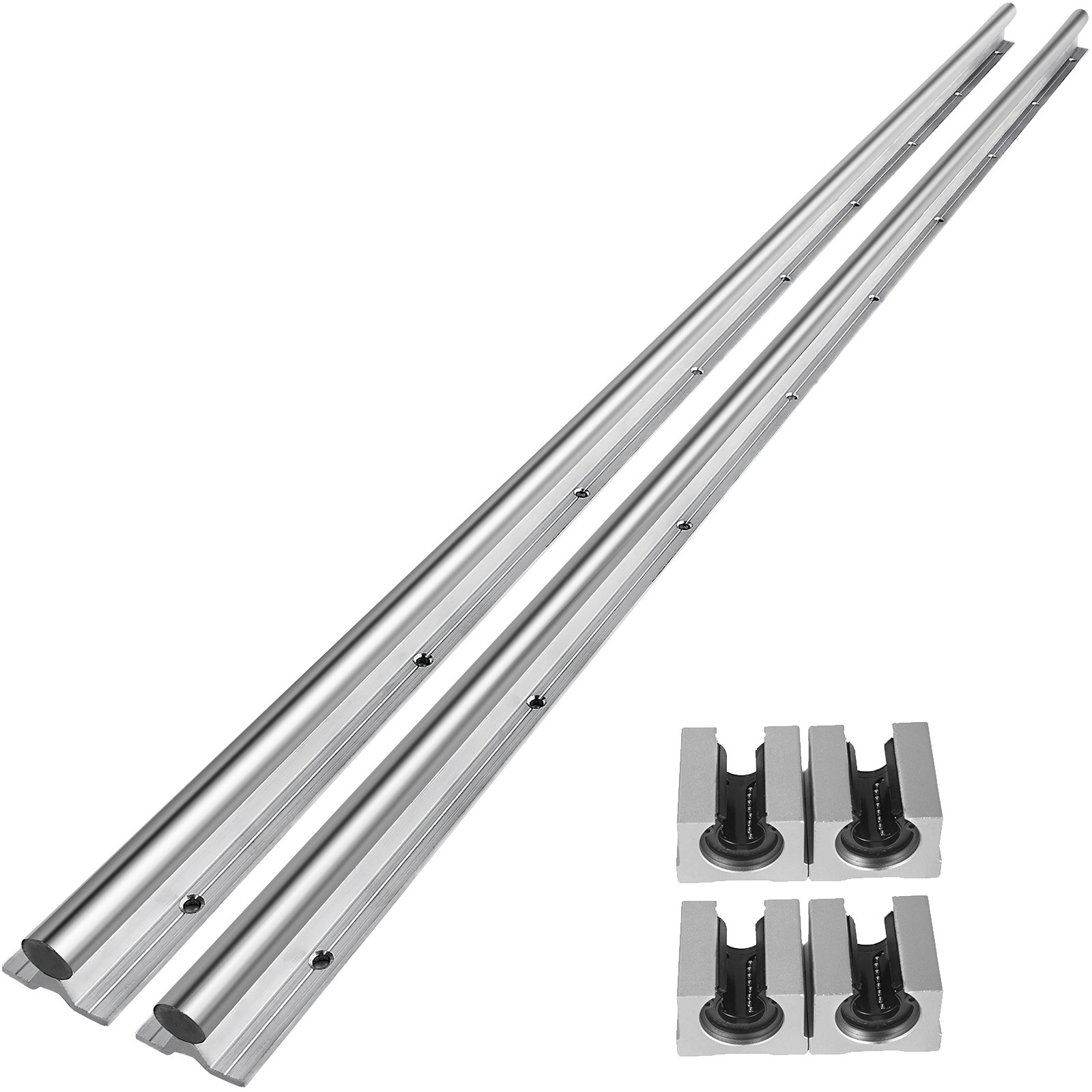 VEVOR linear rail sbr20 with 2 rails and 4 blocks for precise linear motion systems.