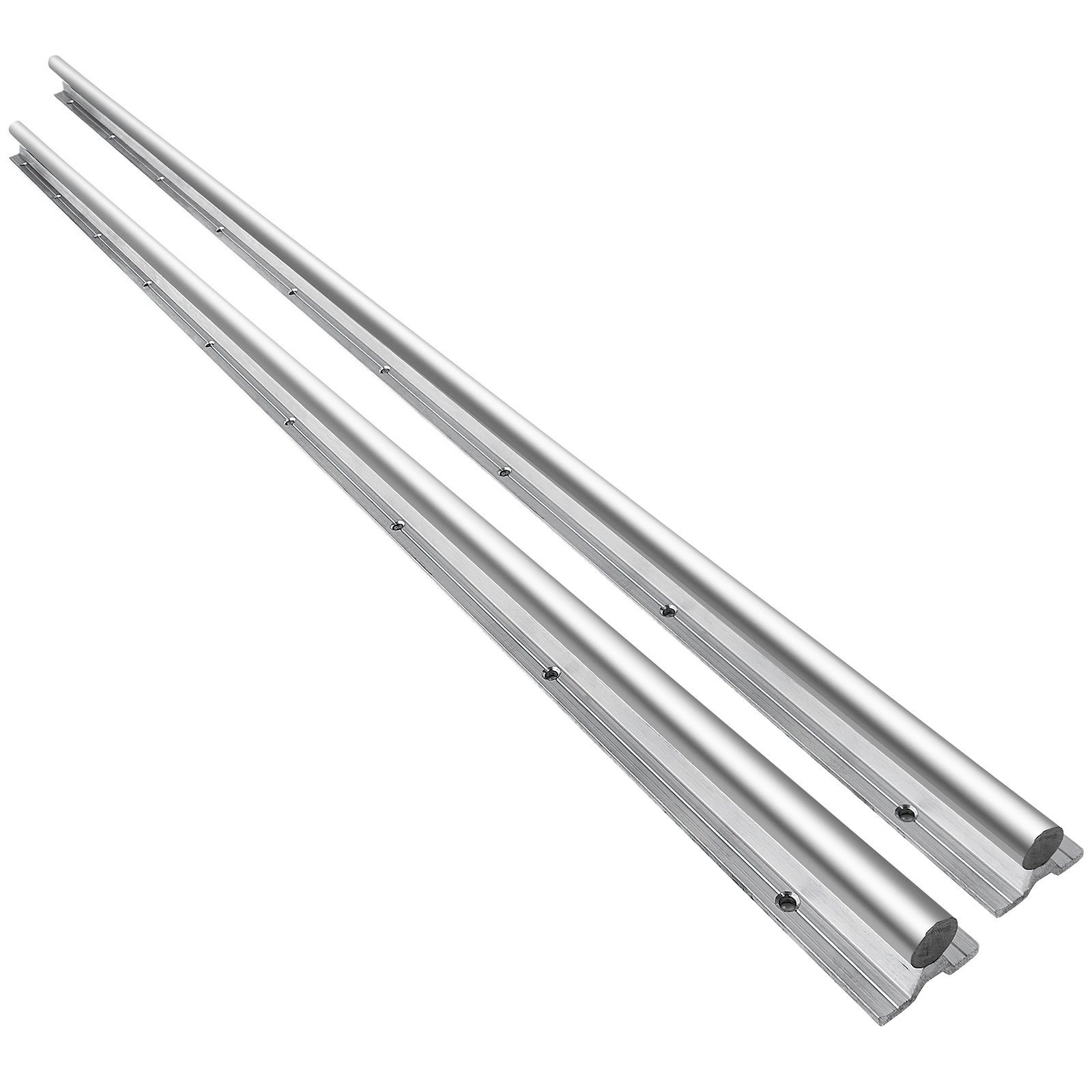 VEVOR linear rail sbr20 featuring two sleek, parallel aluminum linear rails.