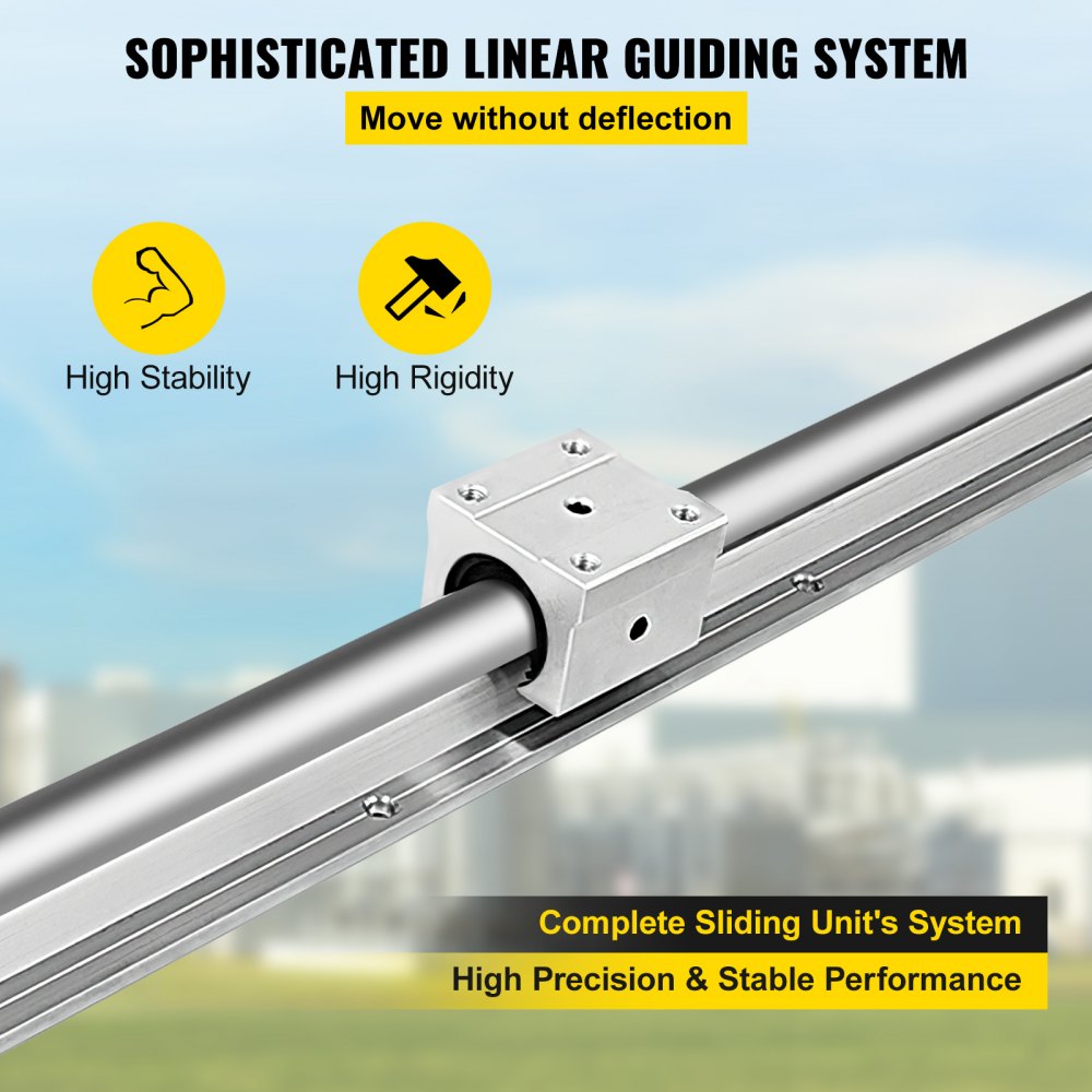VEVOR Linear Rail Guide 2X SBR20-1800mm Linear Guideway Rail + 4 SBR20UU Block for 20mm Fully suppoeted Shaft Rod